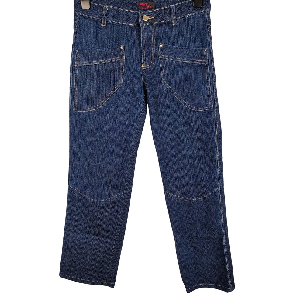 Womens SZ 12 Whats Hot Stretch Utility Jeans Blue Slub Denim Y2K Gorpcore
